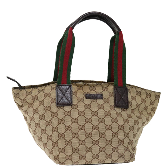 GUCCI GG Canvas Web Sherry Line Hand Bag Beige Red Green 181228 Auth ep4035 - Picture 1 of 16